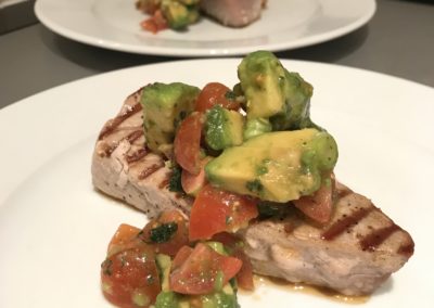 Tuna steaks with avocado & tomato salsa
